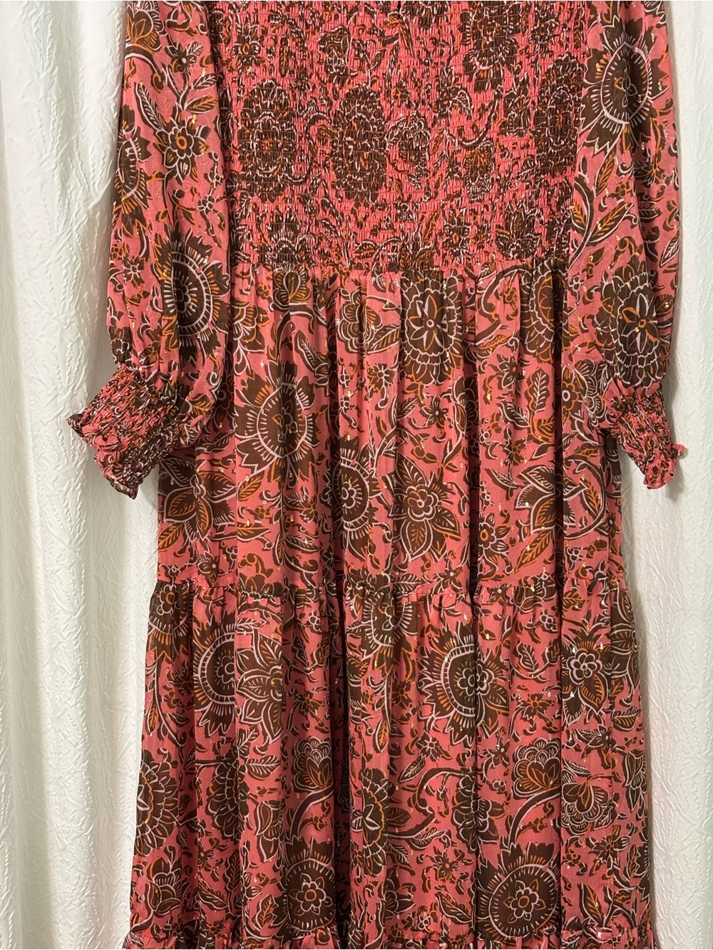 EUC Boden Paisley Tiered Smocked Maxi Dress with pockets Size 16/18 - Picture 8 of 13
